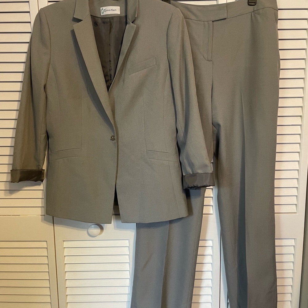 Calvin Klein Gray Blazer Tailored Pant Suit